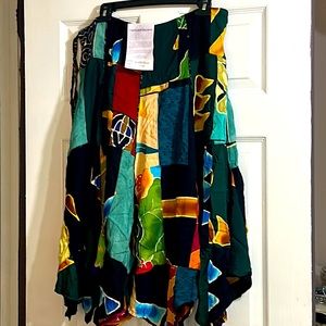 Balinese Batik handmade vibrant print XL skirt